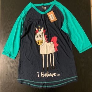 Lazy One Unicorn Sleep Shirt Size Medium